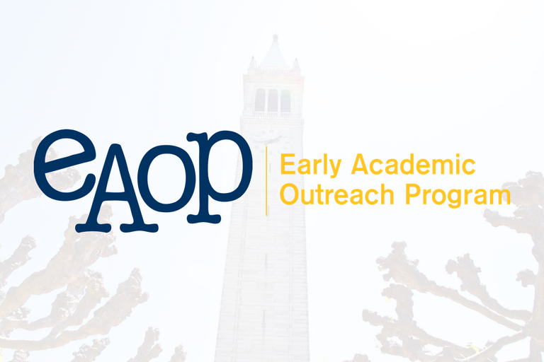 EAOP's logo with UC Berkeley photo in the background