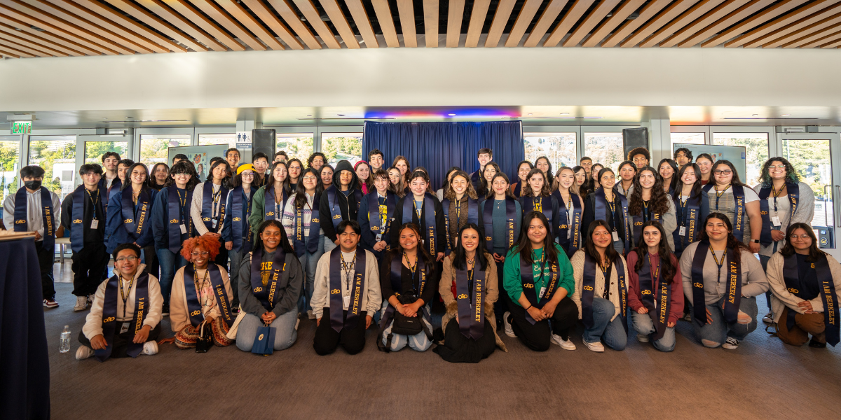 Group photo of CEP admits in UC Berkeley sashes